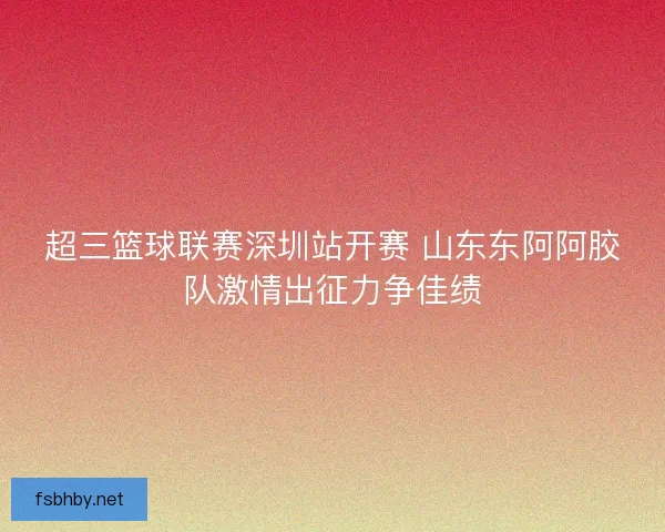 超三篮球联赛深圳站开赛 山东东阿阿胶队激情出征力争佳绩